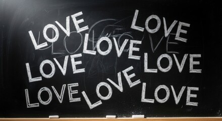 Obraz premium A Chalkboard Filled with the Word Love Written in Many Different Styles
