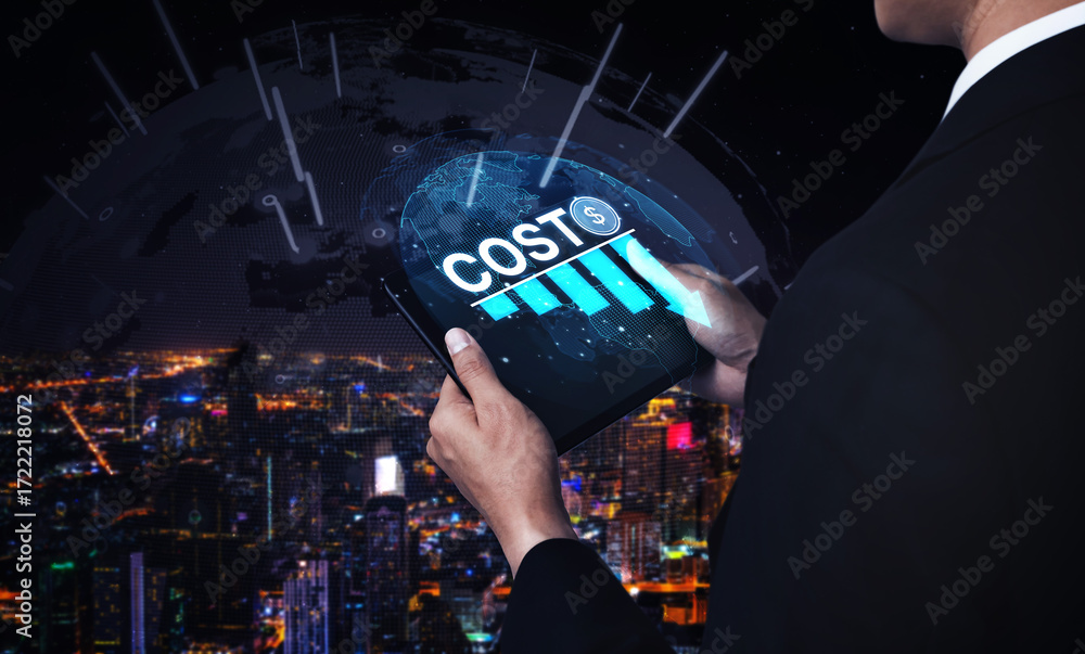 Poster cost reduction and cost saving through digital transformation, business cost optimization, operation