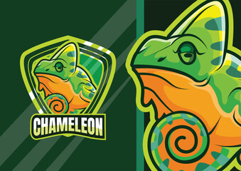 Cartoon Chameleon Mascot Icon – Colorful Reptile and Animal Logo Illustration