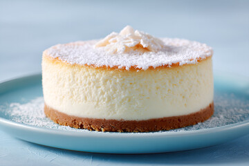 Snow themed cheesecake with sugar snow dusting