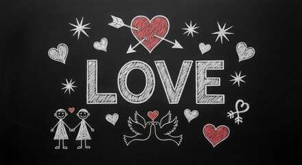 Celebrate Love Romance And Unity With Chalk Art Hearts Doves And Figures
