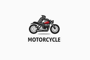Motorcycle Rider Silhouette in Red, Gray, Black Accent Isolated on White