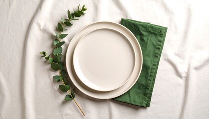 Elegant Table Setting with Plates and Napkin.