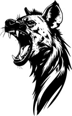 Hyena head snarling displaying aggression vector illustration