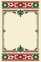 Obraz premium Mexican Independence Day banner with papel picado ornament and abstract festive chili pepper and cactus icons in green, red and white colors, for holiday banners, posters, and decorative designs