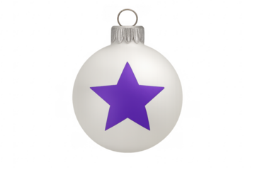 White christmas ornament decorating with purple star