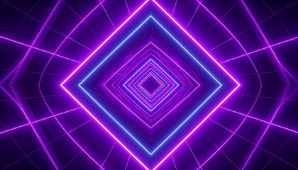 Neon tunnel, vibrant colors,  geometric shapes