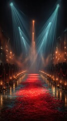 Naklejka premium Dramatic lighting and elegant atmosphere create an enchanting setting for a grand event at nighttime