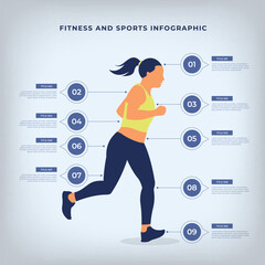 Dynamic Fitness and Sport Infographic Vector Featuring Workout Icons and Health Data Elements