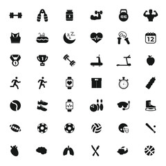 Set of Fitness and Sport Icons Representing Workout, Health, and Active Lifestyle Concepts