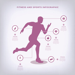 Dynamic Fitness and Sport Infographic Vector Featuring Workout Icons and Health Data Elements