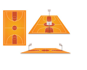 Detailed Vector Set of Basketball Fields in Various Layouts and Perspectives  