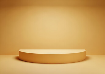 Modern golden podium stage for product display and presentation with soft spotlight