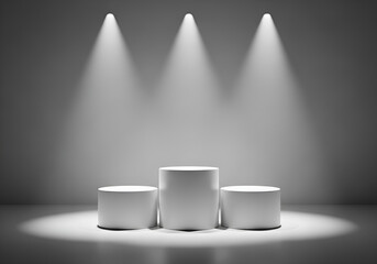 Illuminated product display podium stage for presentations and awards ceremonies