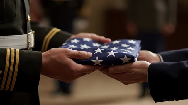 Solemn Transfer of Memorial Flag from Military to Civilian Hands