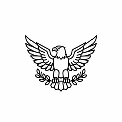 Obraz premium American eagle emblem in a stylized outline, featuring laurel wreath. American eagle image portrays strength and freedom, designed with clean lines and precise details,