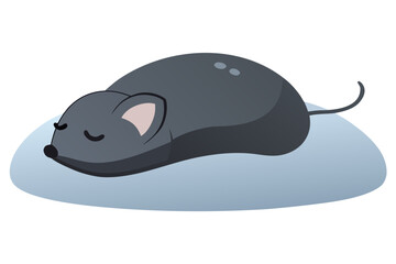 Cute cartoon mouse sleeping peacefully on a blue cloud