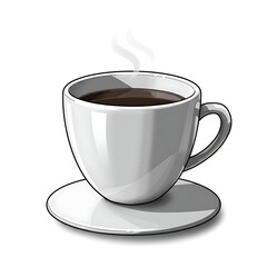 Monochrome Cartoon Coffee Cup Doodle