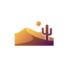 Desert Landscape Glyph with Gradient Sky