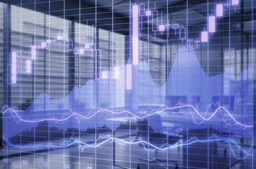 Stock artificial business chart with office interior