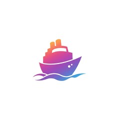 Watercolor Sailing Ship with a Gradient Sky
