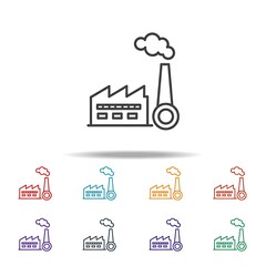 Colorful Industrial Factory Building Outline