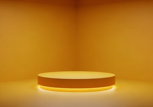 Modern golden podium stage for product display presentation and exhibition showcase