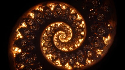 Warm Spiral Illumination Celebrating Fibonacci Day Earth