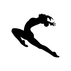 Obraz premium Vector gymnast silhouette logo male and female, Cheerleader silhouette vector illustration performing jump cheerleading squad team, split in jump gymnastics black isolated