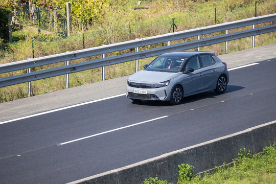 Opel corsa car driving on asphalt highway