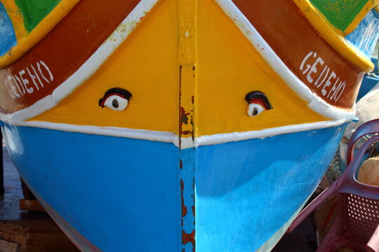Luzzu, traditional fishing boat in Malta
