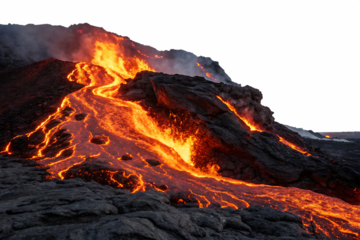 Molten lava flowing down from a volcanic eruption on AI generated by PNG