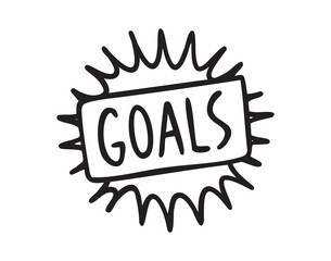 Goals sticker for planner, study objectives doodle set for students, hand drawn Monochrome line art outline, clean contour style, hand drawn.