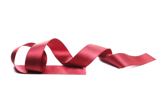 Red ribbon curly isolated on white, clipping path