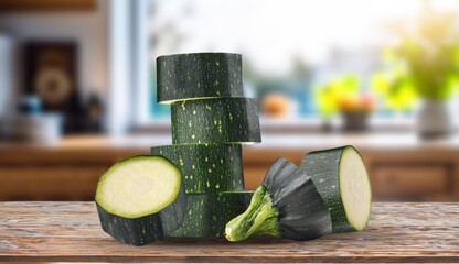 Ripe green fresh zucchini vegetable