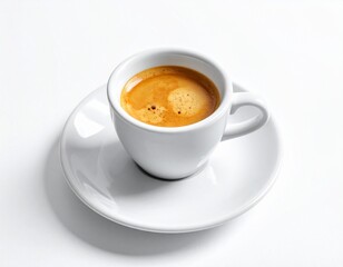 Naklejka premium Single espresso cup on white background