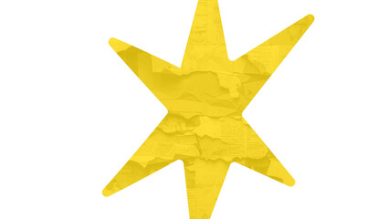 Star-shaped explosion featuring ripped paper collage textures. These dynamic burst effects are perfect for overlay on a transparent background for a grunge style.