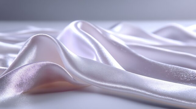Elegant White Satin Fabric Abstract Background with Subtle Folds and Textures Gentle Lighting and Smooth Drapes for Fashion or Decoration