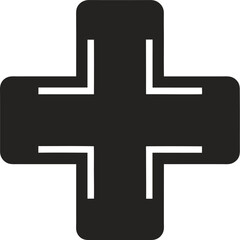 Obraz premium Black cross symbol with white outline