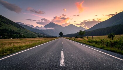 Naklejka premium Scenic mountain road at sunset