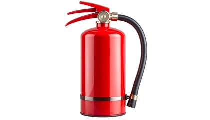 Red fire extinguisher against white background