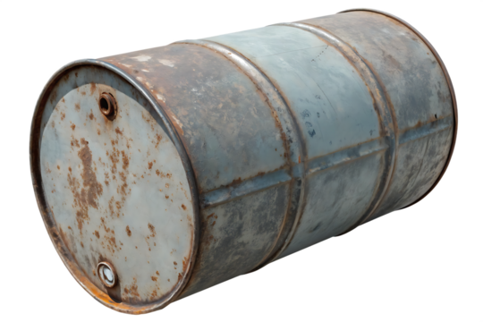 
Old rusty steel oil barrel isolated on AI generated by PNG