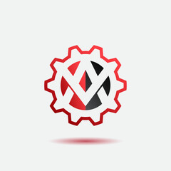 automotive logo concept with gear and a letter