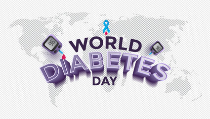 world diabetes day greeting banner with 3d typography