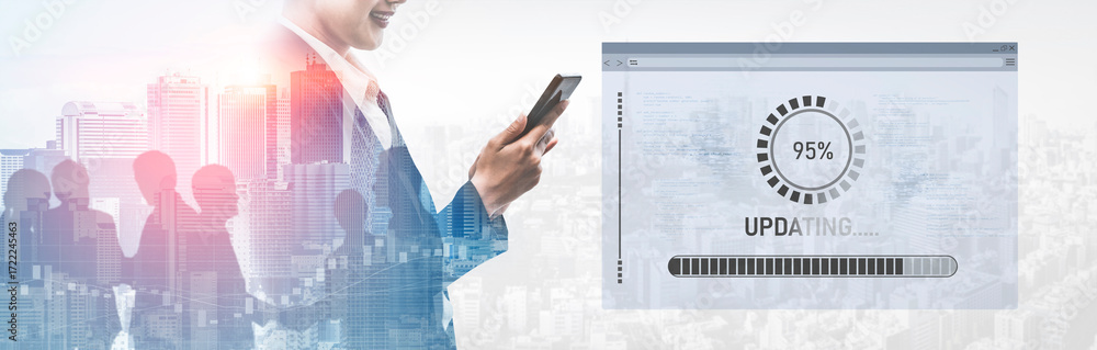Poster knowledge upgrade and software updates support digital skills growth, competitiveness, and continuou