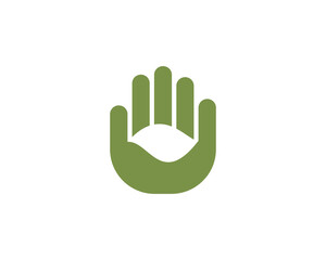 Abstract leaf, pillow in the palm logo design. Universal minimalistic relax, rest, garden  sign symbol logotype