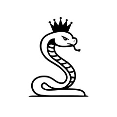 Fototapeta premium King Cobra. King Cobra simple black and white line art vector logo