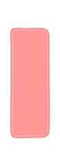 Hand drawn pink organic sticker shape in abstract rectangle form. Blob and fluid form with a creative text label, modern background concept and simple visual element for templates.