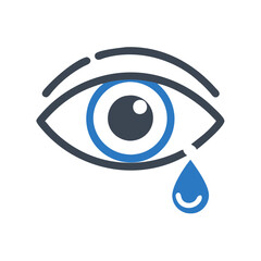 Eye with tear drop illustrating sadness or emotion  