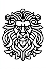 Obraz premium Ornate lion's head design in bold, graphic lines.